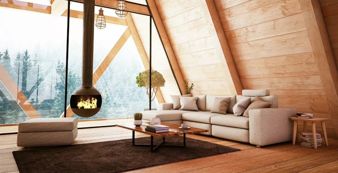 Wnętrze drewnianego domu